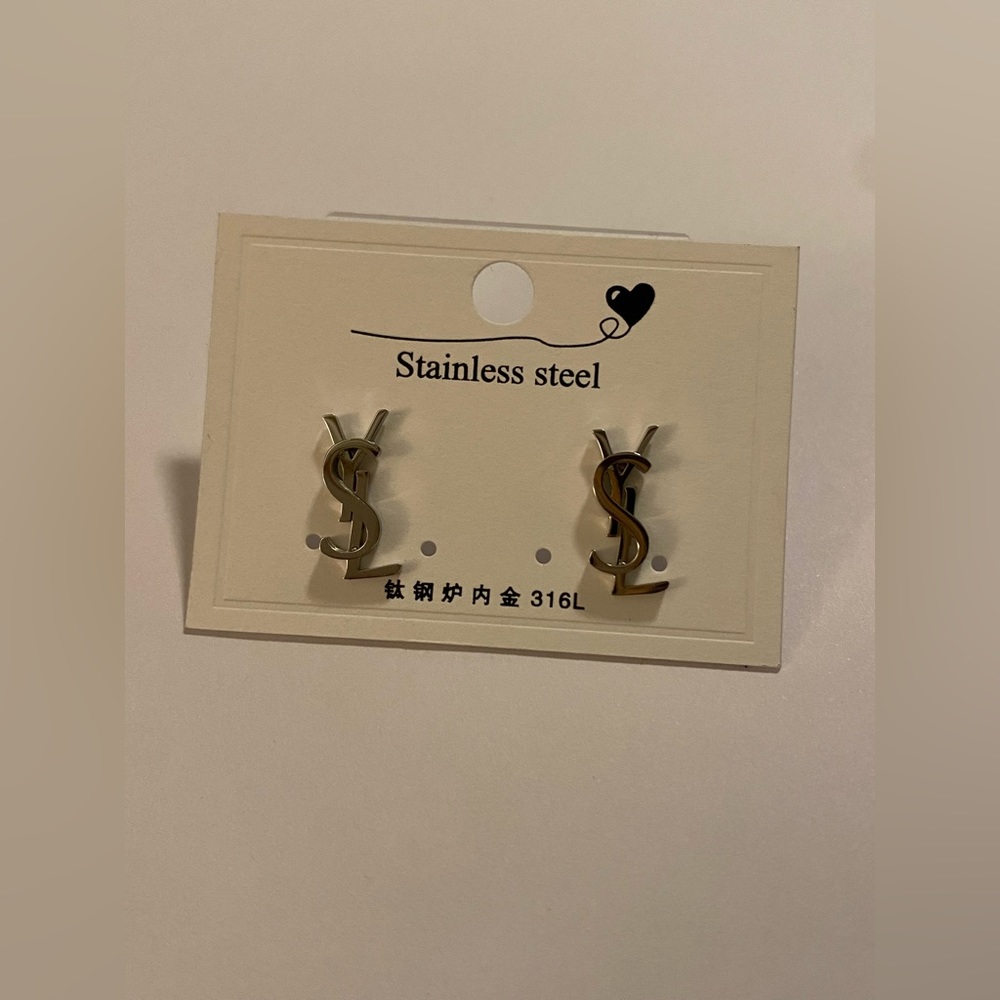 Silver YSL (Yves Saint Laurent) earrings-COPIES
